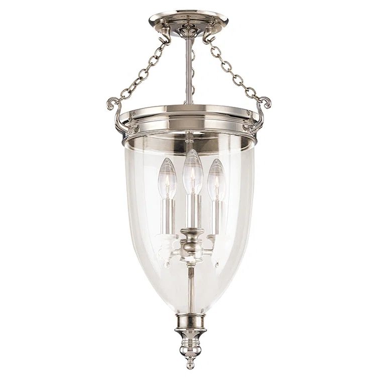 Elegant Polished Nickel 3-Light Jar Semi-Flush Mount with Clear Glass