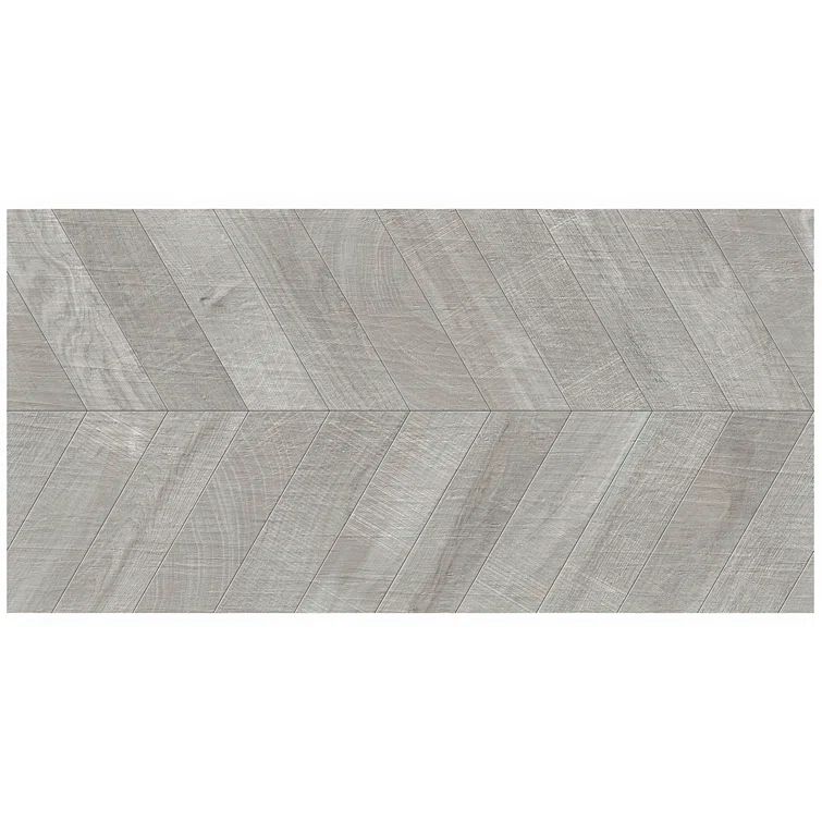 Auburn Chevron Gray 24 in. x 48 in. Matte Porcelain Floor and Wall Tile