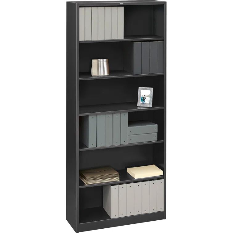 Brigade 6-Shelf Adjustable Charcoal Metal Bookcase