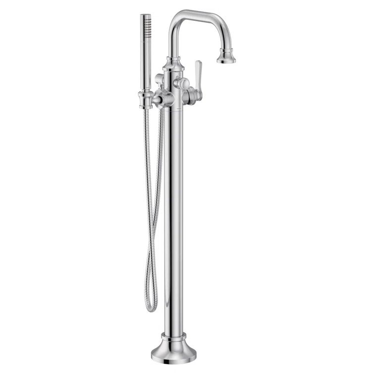 Elegant Colinet Chrome Floor-Mounted Tub Filler with Handshower