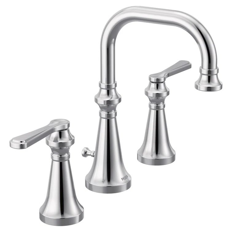Chrome High-Arc Widespread Bathroom Faucet with Metal Handles
