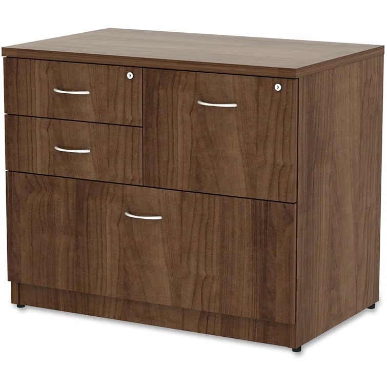Walnut 4-Drawer Lockable Lateral File Cabinet