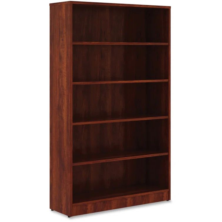 Cherry 60" Adjustable 5-Shelf Bookcase with Laminate Finish