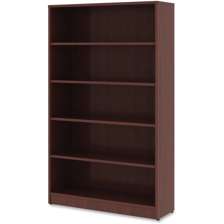 Contemporary Mahogany 5-Shelf Adjustable Bookcase