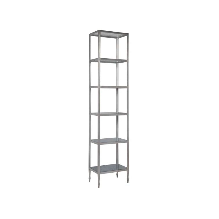 Sashay Silver Slim Iron Etagere with Tempered Glass Shelves