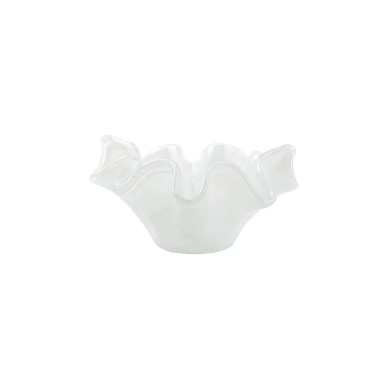 Onda 8.5" White Mouthblown Glass Serving Bowl