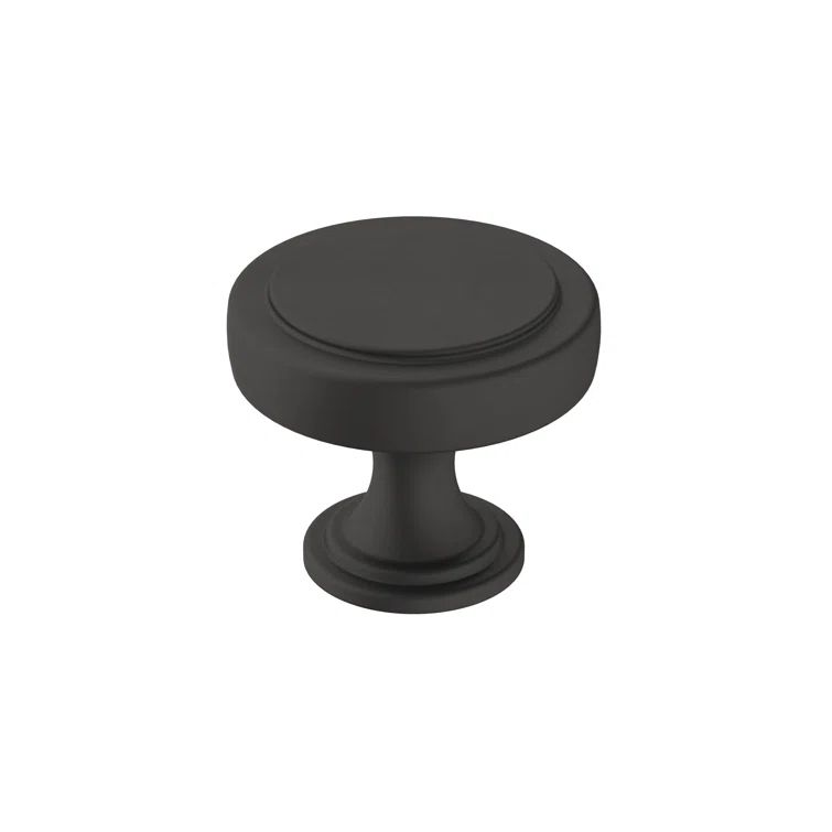 Matte Black Round Cabinet Knob with Mounting Hardware