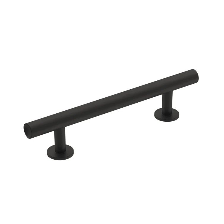 Matte Black Steel Modern Bar Cabinet Pull with Mounting Hardware