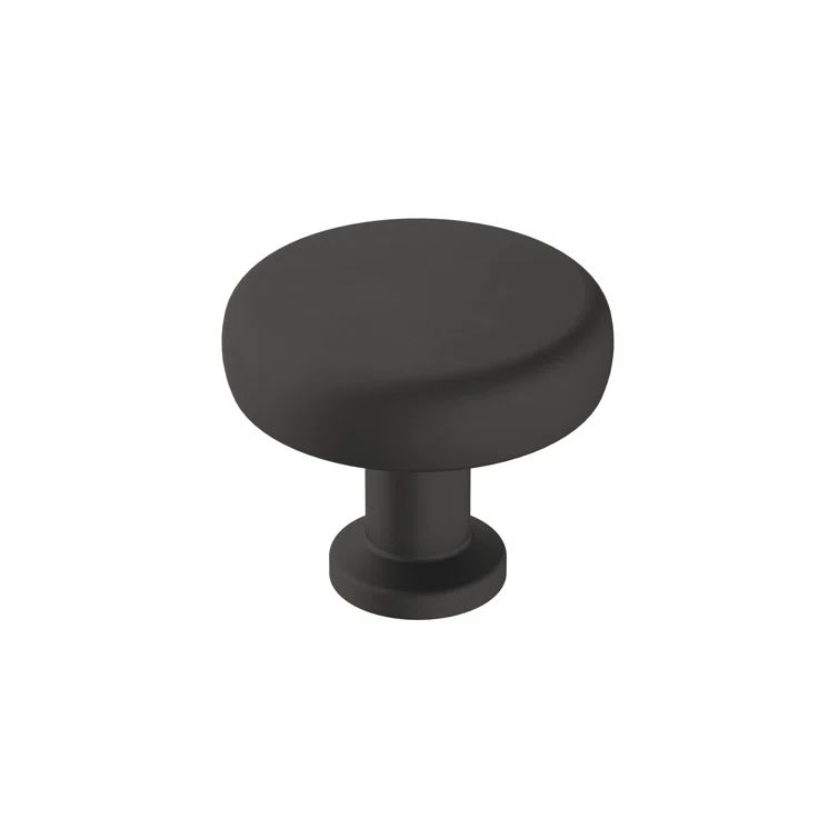 Matte Black Round Modern Cabinet Knob with Mounting Hardware