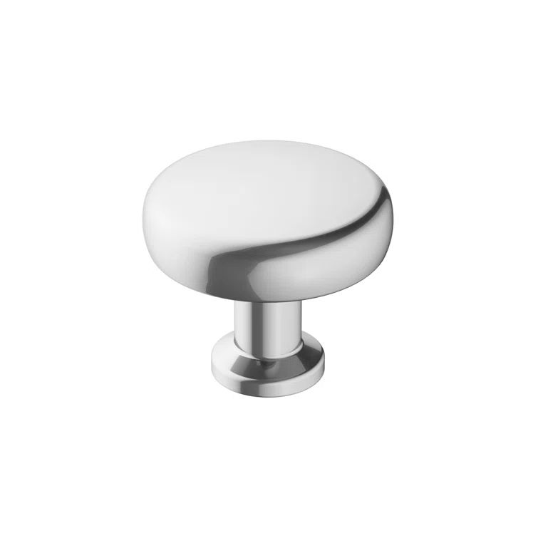 Polished Chrome Round Cabinet Knob with Mounting Hardware