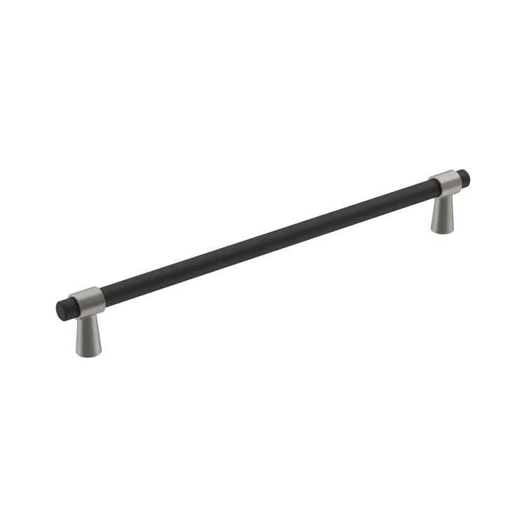 Matte Black and Satin Nickel Modern Bar Pull with Mounting Hardware