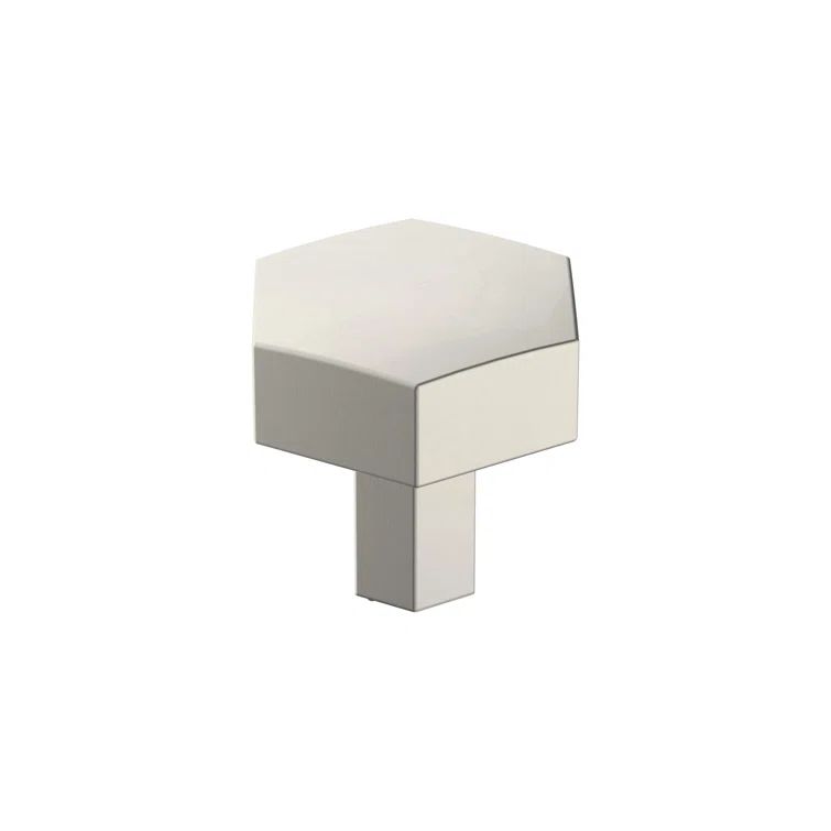 Satin Nickel Geometric Cabinet Knob with Brushed Finish