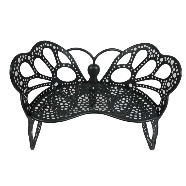Butterfly Shaped Black Aluminum Outdoor Garden Bench