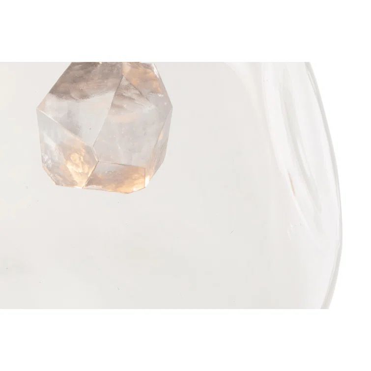 Silver Glass LED Drum Pendant Light, 10" x 17"