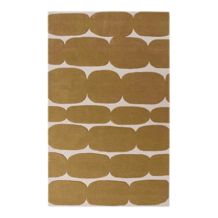 Ivory and Mustard Yellow Hand-Tufted Wool Rug, 6' x 9'