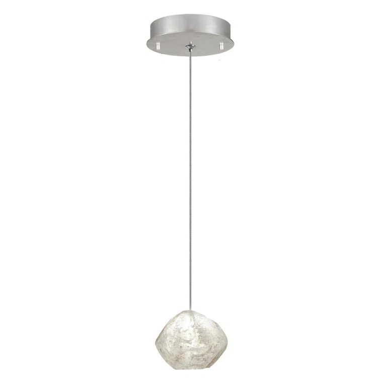Mini Quartz Glass LED Drop Pendant in Platinized Silver