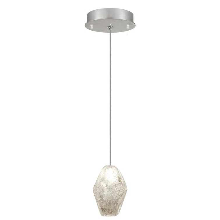 Mini Silver Quartz LED Drop Pendant with Platinized Canopy