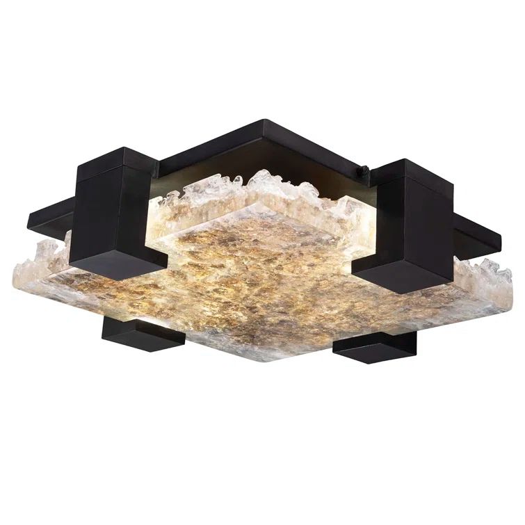 Zen Inspired Black and Gold LED 4-Light Indoor/Outdoor Flush Mount