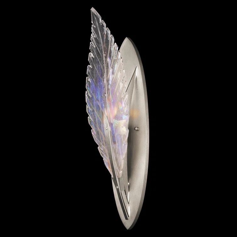 Elysian Silver Leaf 1-Light Dimmable Sconce with Handblown Glass