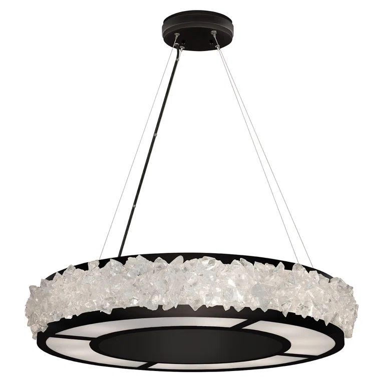 Arctic Halo Black and Crystal 30" Round Chandelier