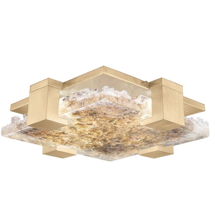 Terra 16.75" Gold Glass LED Flush Mount Light