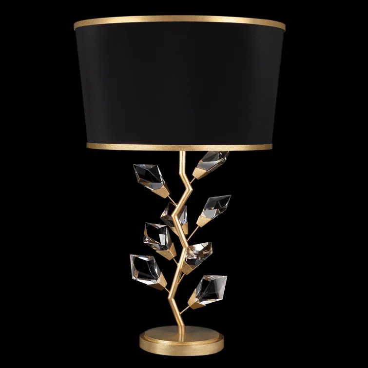 Foret Gold Leaf Table Lamp with Black Fabric Shade