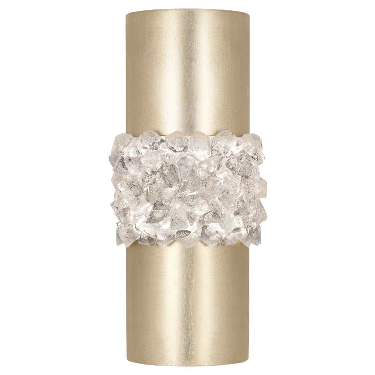 Platinized Silver Leaf Dimmable Sconce with Rough Cut Crystal Gems