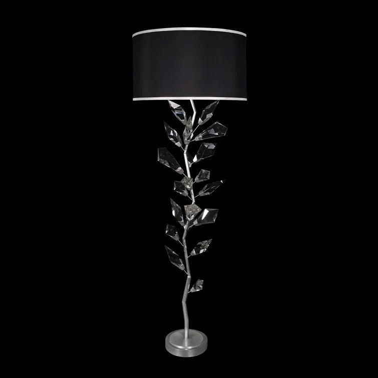 Foret 71" Silver Leaf Floor Lamp with Crystal Leaves