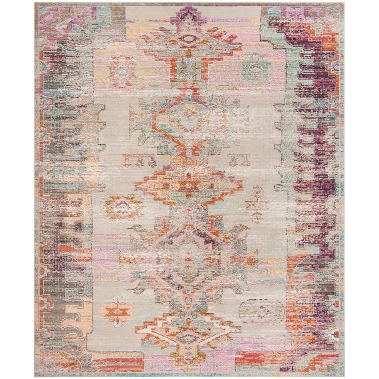 Neoma Light Grey and Purple 8' x 10' Synthetic Area Rug