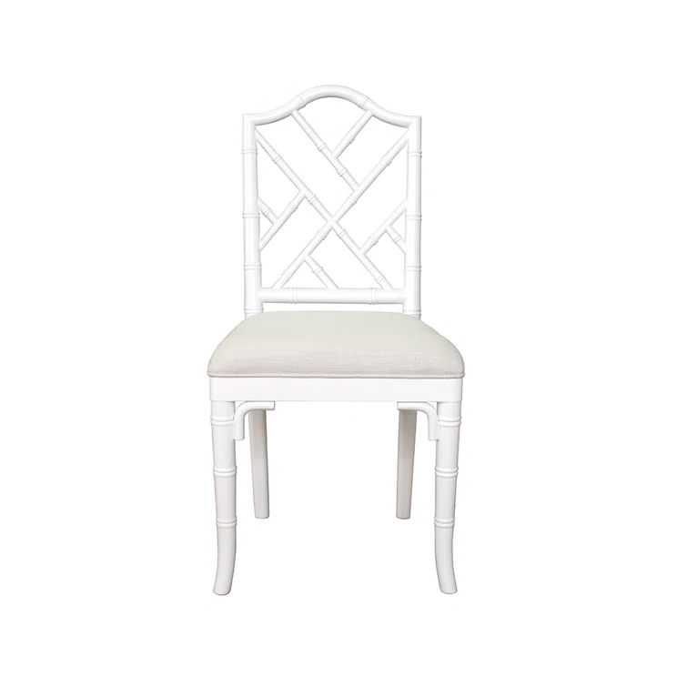 Fairfield Classic White Linen Upholstered Cross Back Side Chair