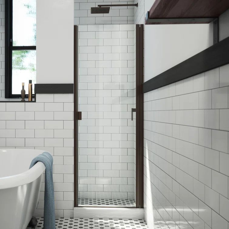 Oil Rubbed Bronze 31" x 69" Hinged Semi-Frameless Shower Door