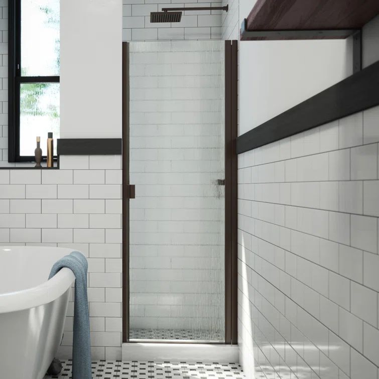R-Door Oil-Rubbed Bronze 27" x 66" Hinged Semi-Frameless Shower Door