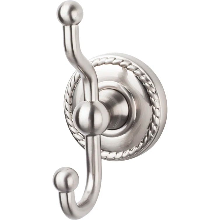 Brushed Satin Nickel Wall Mounted Double Hook with Rope Detail