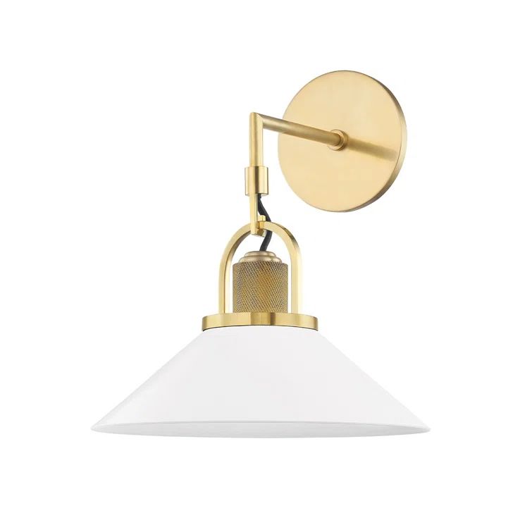Aged Brass and White Aluminum Wall Sconce