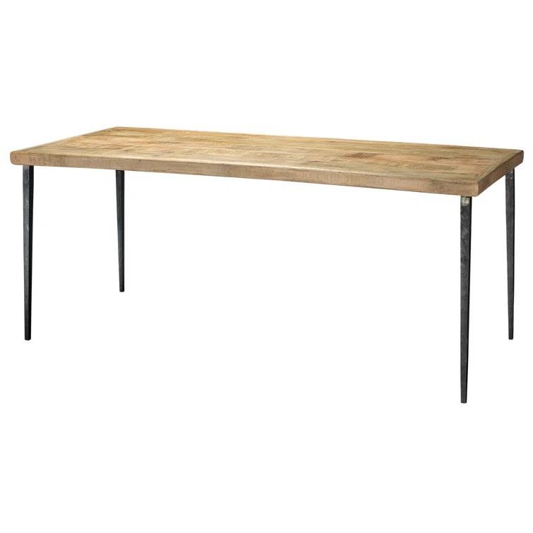 Natural Reclaimed Wood Farmhouse Dining Table with Black Legs