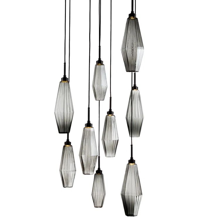 Matte Black Glass Multi-Light LED Pendant