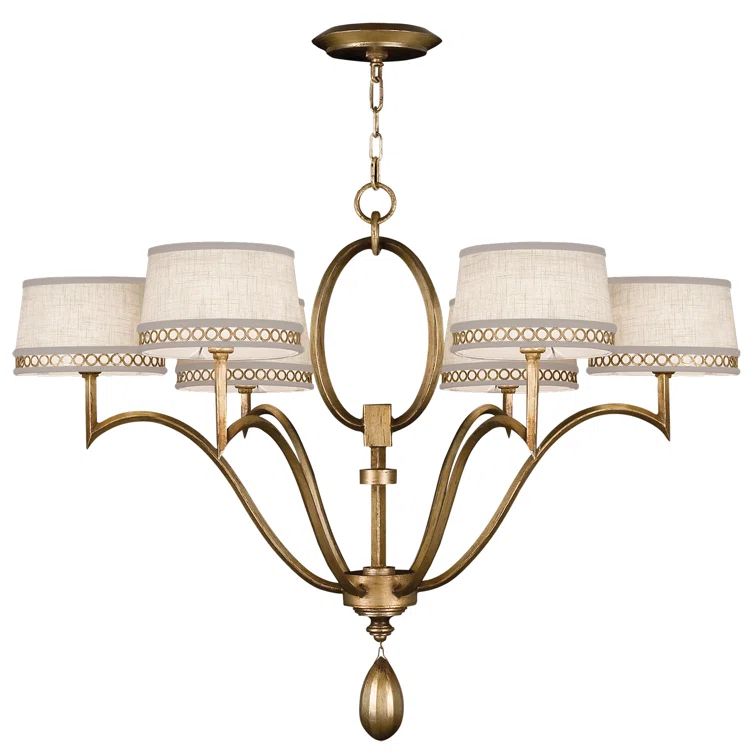 Gold Crystal 39" Round 6-Light Chandelier