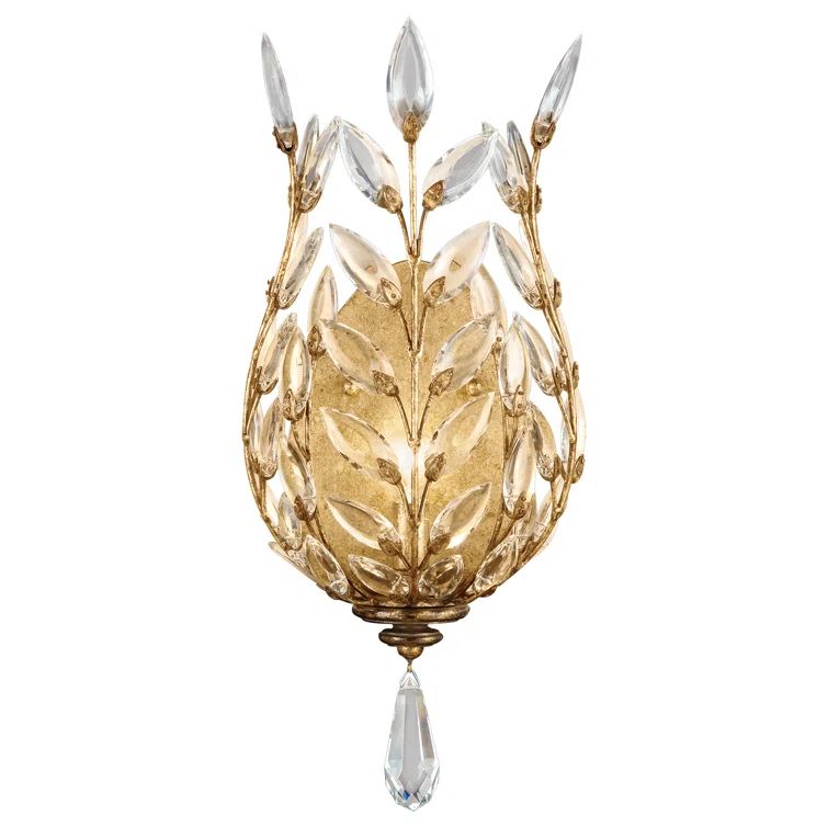 Gold Leaf Crystal Laurel Dimmable Wall Sconce