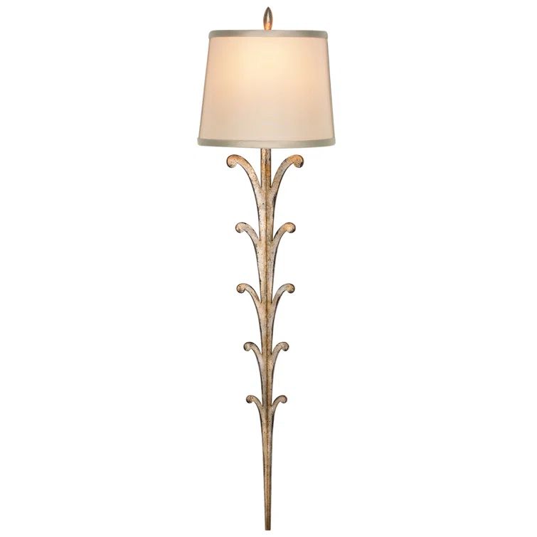 Platinized Silver Leaf Design Dimmable Wall Sconce