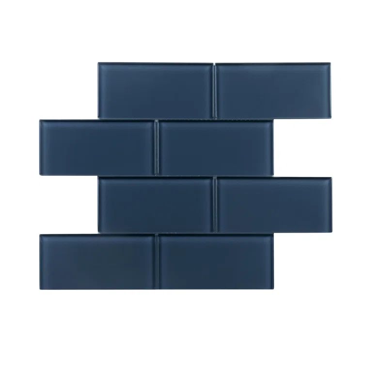 Denim Blue 3" x 6" Polished Glass Subway Tile