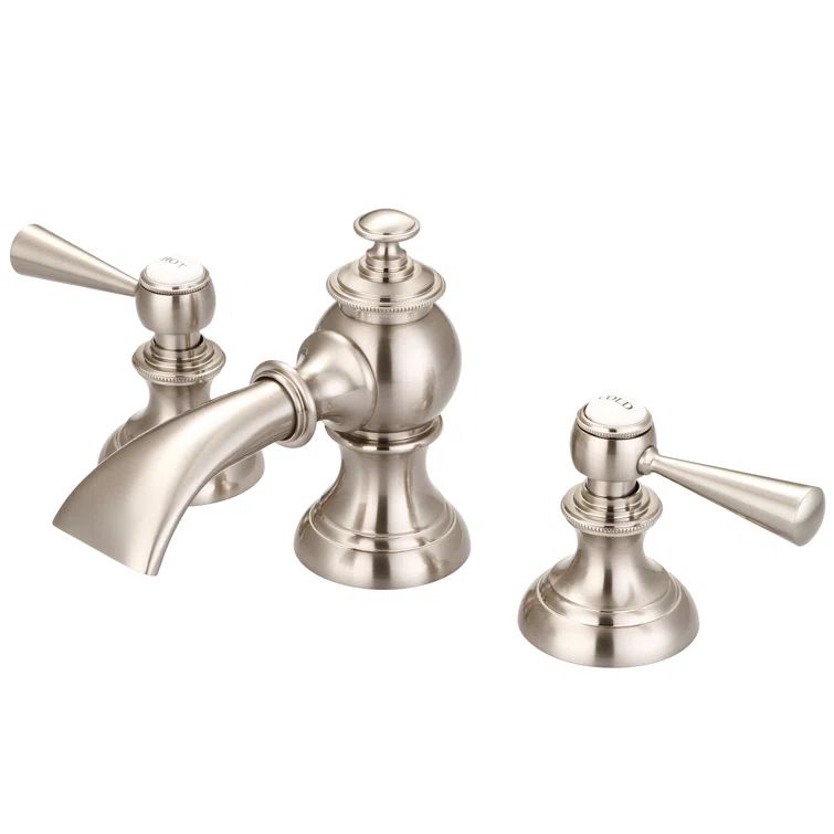 Brushed Nickel Widespread 2-Handle Bathroom Faucet with Pop-Up Drain