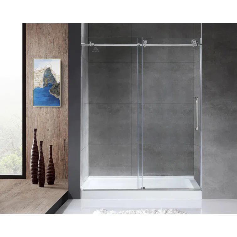 Madam Series 48" x 76" Polished Chrome Frameless Sliding Shower Door