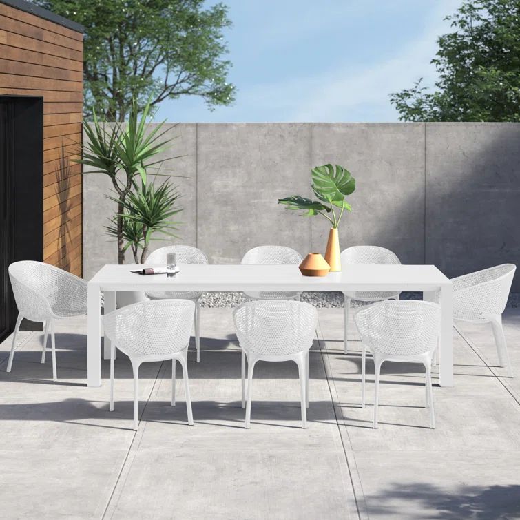 Farrah Contemporary Rectangular 8-Person Extendable Outdoor Dining Set
