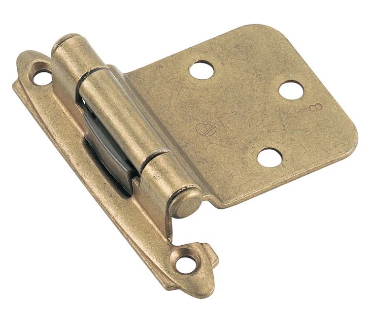 Burnished Brass Self-Closing Cabinet Hinges with Screws