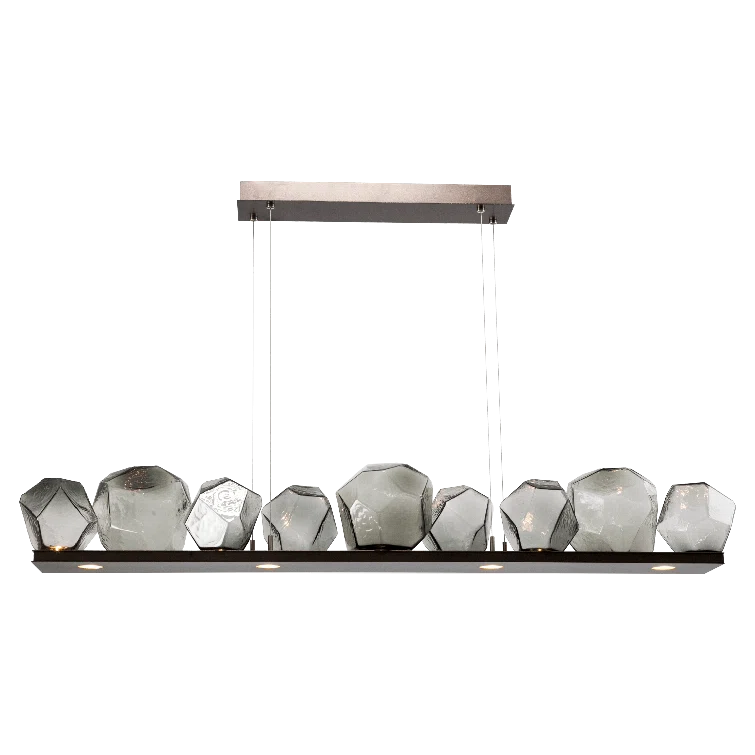 Gem Bezel Smoke Glass Linear Pendant Light