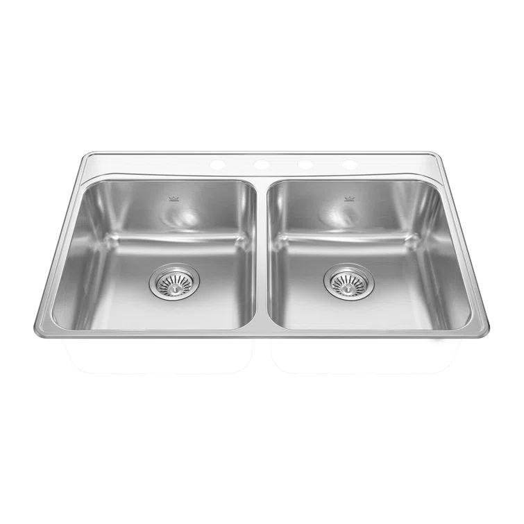 33-Inch Stainless Steel Double Bowl Top Mount Kitchen Sink