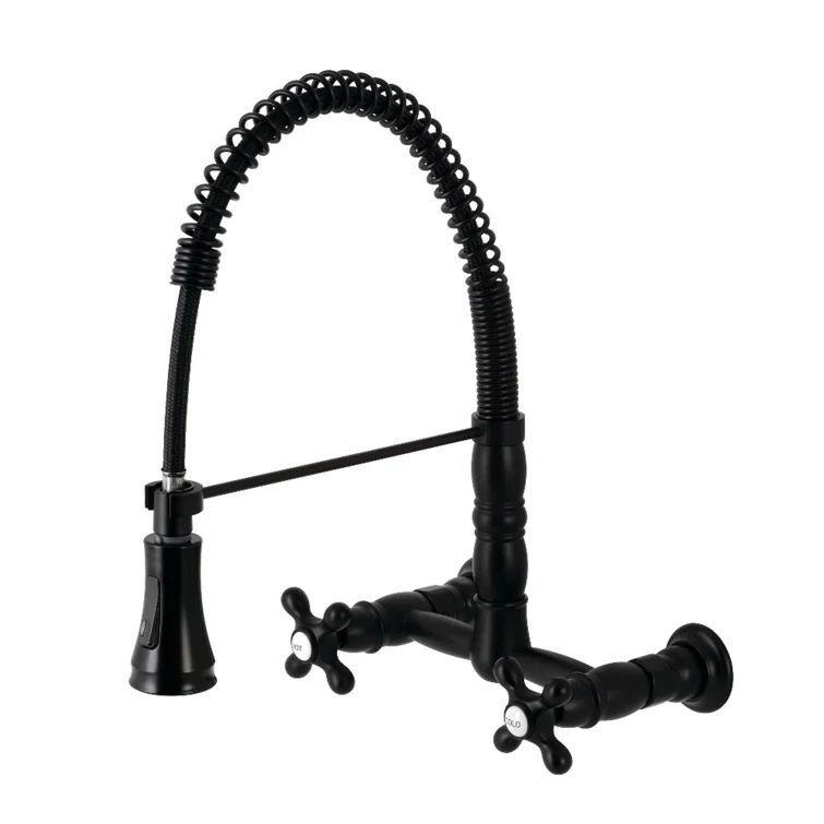 Matte Black Dual-Handle Pull-Down Sprayer Kitchen Faucet