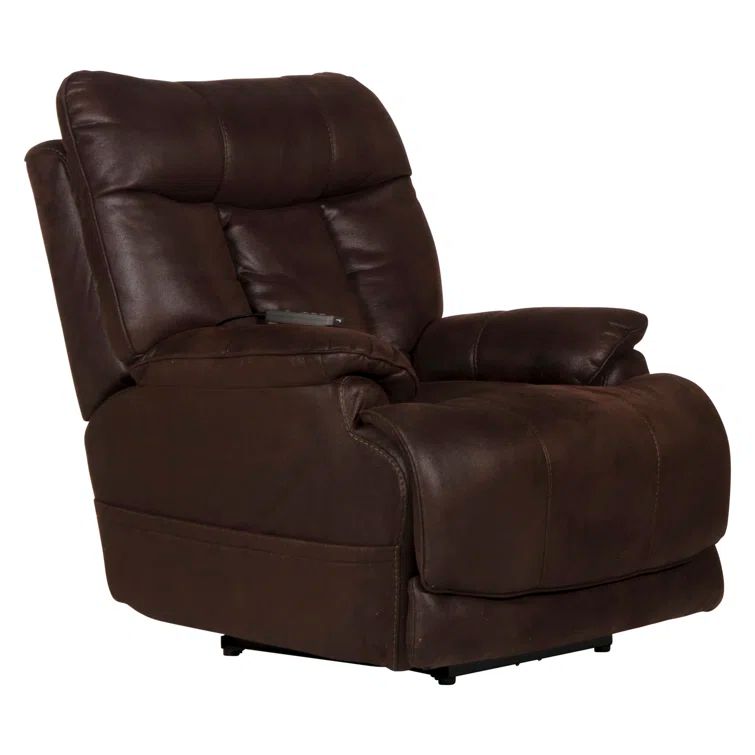 Dark Chocolate Contemporary Power Recliner with Massage & Heat