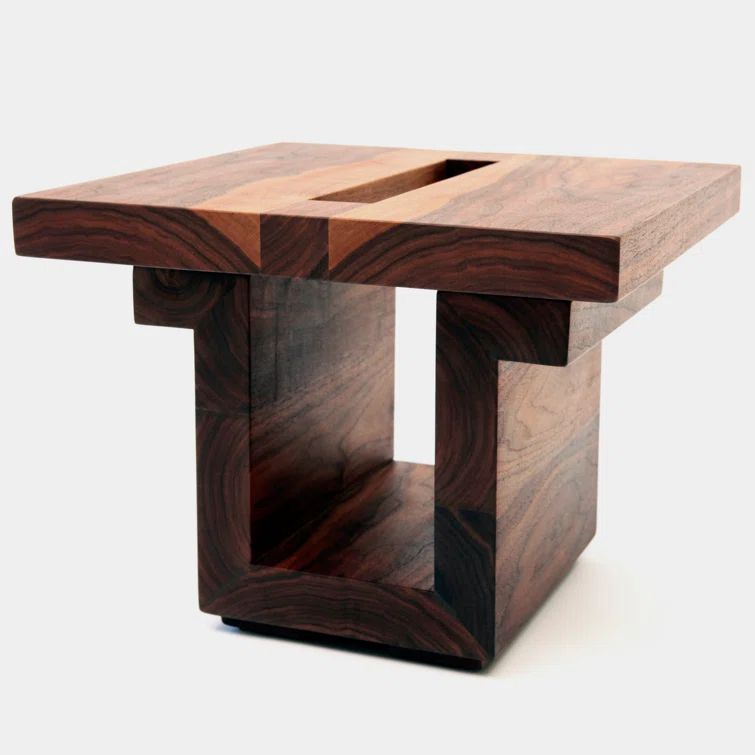 ARTLESS SQ18 Solid Walnut Square End Table with Book Slot