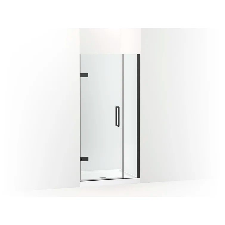 Matte Black Frameless Pivot Shower Door with Clear Glass